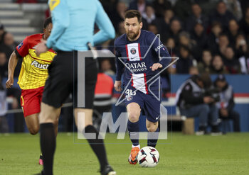 2023-04-15 - Lionel Messi of PSG during the French championship Ligue 1 football match between Paris Saint-Germain and RC Lens on April 15, 2023 at Parc des Princes stadium in Paris, France - FOOTBALL - FRENCH CHAMP - PARIS SG V LENS - FRENCH LIGUE 1 - SOCCER