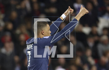 2023-04-15 - Kylian Mbappe of PSG celebrates his goal during the French championship Ligue 1 football match between Paris Saint-Germain (PSG) and RC Lens on April 15, 2023 at Parc des Princes stadium in Paris, France - FOOTBALL - FRENCH CHAMP - PARIS SG V LENS - FRENCH LIGUE 1 - SOCCER