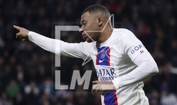 2023-04-21 - Kylian Mbappe of PSG celebrates his second goal during the French championship Ligue 1 football match between SCO Angers and Paris Saint-Germain (PSG) on April 21, 2023 at Stade Raymond Kopa in Angers, France - FOOTBALL - FRENCH CHAMP - ANGERS V PARIS SG - FRENCH LIGUE 1 - SOCCER