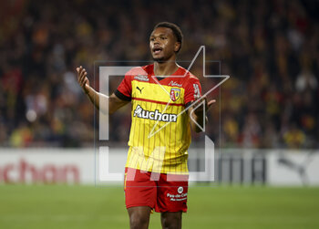 2023-04-22 - Lois Openda of Lens celebrates his second goal during the French championship Ligue 1 football match between RC Lens and AS Monaco on April 22, 2023 at Bollaert-Delelis stadium in Lens, France - FOOTBALL - FRENCH CHAMP - LENS V MONACO - FRENCH LIGUE 1 - SOCCER