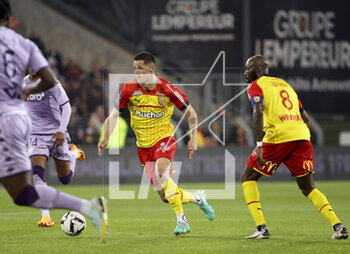 2023-04-22 - Florian Sotoca, Seko Fofana of Lens during the French championship Ligue 1 football match between RC Lens and AS Monaco on April 22, 2023 at Bollaert-Delelis stadium in Lens, France - FOOTBALL - FRENCH CHAMP - LENS V MONACO - FRENCH LIGUE 1 - SOCCER
