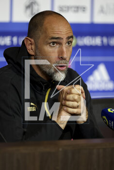 2023-04-23 - Coach of Olympique de Marseille Igor Tudor answers to the media during the post-match press conference following the French championship Ligue 1 football match between Olympique Lyonnais (Lyon) and Olympique de Marseille on April 23, 2023 at Groupama stadium in Decines-Charpieu near Lyon, France - FOOTBALL - FRENCH CHAMP - LYON V MARSEILLE - FRENCH LIGUE 1 - SOCCER