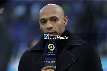 2023-04-23 - Thierry HENRY of Amazon Prime during the French championship Ligue 1 football match between Olympique Lyonnais (Lyon) and Olympique de Marseille on April 23, 2023 at Groupama stadium in Decines-Charpieu near Lyon, France - FOOTBALL - FRENCH CHAMP - LYON V MARSEILLE - FRENCH LIGUE 1 - SOCCER