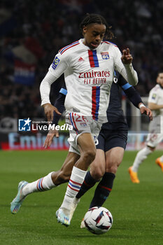 2023-04-23 - Bradley BARCOLA of Lyon during the French championship Ligue 1 football match between Olympique Lyonnais (Lyon) and Olympique de Marseille on April 23, 2023 at Groupama stadium in Decines-Charpieu near Lyon, France - FOOTBALL - FRENCH CHAMP - LYON V MARSEILLE - FRENCH LIGUE 1 - SOCCER