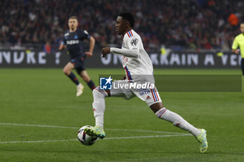 2023-04-23 - JEFFINHO of Lyon during the French championship Ligue 1 football match between Olympique Lyonnais (Lyon) and Olympique de Marseille on April 23, 2023 at Groupama stadium in Decines-Charpieu near Lyon, France - FOOTBALL - FRENCH CHAMP - LYON V MARSEILLE - FRENCH LIGUE 1 - SOCCER