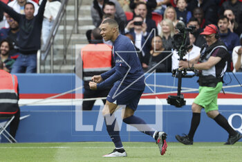 2023-04-30 - Kylian Mbappe of PSG celebrates his goal during the French championship Ligue 1 football match between Paris Saint-Germain and FC Lorient on April 30, 2023 at Parc des Princes stadium in Paris, France - FOOTBALL - FRENCH CHAMP - PARIS SG V LORIENT - FRENCH LIGUE 1 - SOCCER