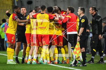 2023-05-06 - Seko FOFANA of Lens celebrate his goal with teammates during the French championship Ligue 1 football match between RC Lens and Olympique de Marseille on May 6, 2023 at Bollaert-Delelis stadium in Lens, France - FOOTBALL - FRENCH CHAMP - LENS V MARSEILLE - FRENCH LIGUE 1 - SOCCER