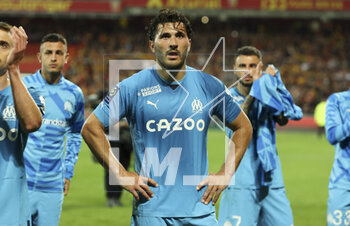 2023-05-06 - Sead Kolasinac of Marseille salutes the supporters following the French championship Ligue 1 football match between RC Lens (RCL) and Olympique de Marseille (OM) on May 6, 2023 at Stade Bollaert-Delelis in Lens, France - FOOTBALL - FRENCH CHAMP - LENS V MARSEILLE - FRENCH LIGUE 1 - SOCCER