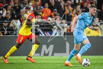 2023-05-06 - Jean ONANA of Lens and Jordan VERETOUT of Marseille during the French championship Ligue 1 football match between RC Lens and Olympique de Marseille on May 6, 2023 at Bollaert-Delelis stadium in Lens, France - FOOTBALL - FRENCH CHAMP - LENS V MARSEILLE - FRENCH LIGUE 1 - SOCCER