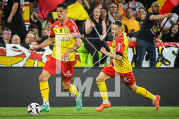 2023-05-06 - Florian SOTOCA of Lens and Przemyslaw Adam FRANKOWSKI of Lens during the French championship Ligue 1 football match between RC Lens and Olympique de Marseille on May 6, 2023 at Bollaert-Delelis stadium in Lens, France - FOOTBALL - FRENCH CHAMP - LENS V MARSEILLE - FRENCH LIGUE 1 - SOCCER