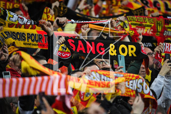 2023-05-06 - Supporters of Lens during the French championship Ligue 1 football match between RC Lens and Olympique de Marseille on May 6, 2023 at Bollaert-Delelis stadium in Lens, France - FOOTBALL - FRENCH CHAMP - LENS V MARSEILLE - FRENCH LIGUE 1 - SOCCER