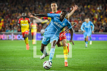 2023-05-06 - Nuno TAVARES of Marseille and Przemyslaw Adam FRANKOWSKI of Lens during the French championship Ligue 1 football match between RC Lens and Olympique de Marseille on May 6, 2023 at Bollaert-Delelis stadium in Lens, France - FOOTBALL - FRENCH CHAMP - LENS V MARSEILLE - FRENCH LIGUE 1 - SOCCER