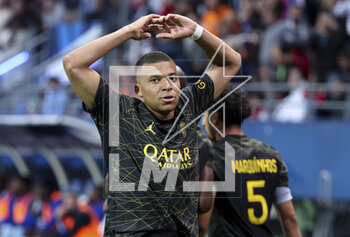 2023-05-07 - Kylian Mbappe of PSG celebrates his goal during the French championship Ligue 1 football match between Estac Troyes and Paris Saint-Germain on May 7, 2023 at l'Aube stadium in Troyes, France - FOOTBALL - FRENCH CHAMP - TROYES V PARIS SG - FRENCH LIGUE 1 - SOCCER