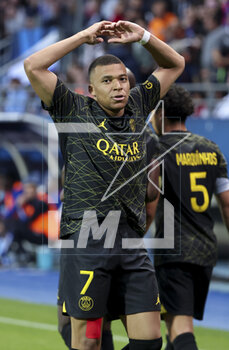 2023-05-07 - Kylian Mbappe of PSG celebrates his goal during the French championship Ligue 1 football match between Estac Troyes and Paris Saint-Germain on May 7, 2023 at l'Aube stadium in Troyes, France - FOOTBALL - FRENCH CHAMP - TROYES V PARIS SG - FRENCH LIGUE 1 - SOCCER