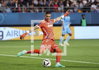 2023-05-07 - Troyes goalkeeper Gauthier Gallon during the French championship Ligue 1 football match between Estac Troyes and Paris Saint-Germain on May 7, 2023 at l'Aube stadium in Troyes, France - FOOTBALL - FRENCH CHAMP - TROYES V PARIS SG - FRENCH LIGUE 1 - SOCCER