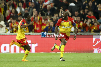 2023-05-12 - Captain Seko Fofana of Lens celebrates his goal with teammates during the French championship Ligue 1 football match between RC Lens and Stade de Reims on May 12, 2023 at Stade Bollaert-Delelis in Lens, France - FOOTBALL - FRENCH CHAMP - LENS V REIMS - FRENCH LIGUE 1 - SOCCER