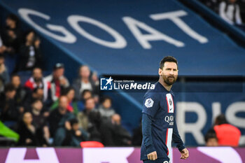 2023-05-13 - Lionel (Leo) MESSI of PSG during the French championship Ligue 1 football match between Paris Saint-Germain and AC Ajaccio on May 13, 2023 at Parc des Princes stadium in Paris, France - FOOTBALL - FRENCH CHAMP - PARIS SG V AJACCIO - FRENCH LIGUE 1 - SOCCER