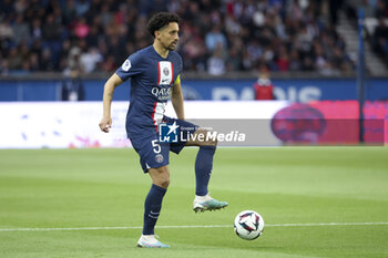 2023-05-13 - Marquinhos of PSG during the French championship Ligue 1 football match between Paris Saint-Germain and AC Ajaccio on May 13, 2023 at Parc des Princes stadium in Paris, France - FOOTBALL - FRENCH CHAMP - PARIS SG V AJACCIO - FRENCH LIGUE 1 - SOCCER