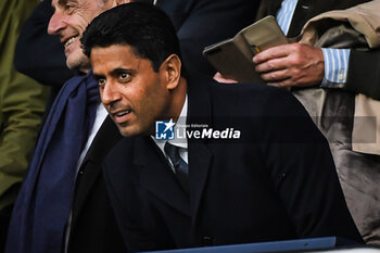 2023-05-13 - Nasser AL-KHELAIFI of PSG during the French championship Ligue 1 football match between Paris Saint-Germain and AC Ajaccio on May 13, 2023 at Parc des Princes stadium in Paris, France - FOOTBALL - FRENCH CHAMP - PARIS SG V AJACCIO - FRENCH LIGUE 1 - SOCCER