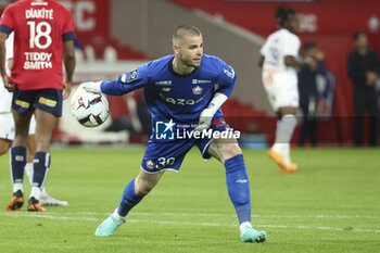 2023-05-20 - Lille goalkeeper Lucas Chevalier during the French championship Ligue 1 Uber Eats football match between Lille OSC (LOSC) and Olympique de Marseille (OM) on May 20, 2023 at Stade Pierre Mauroy in Villeneuve-d'Ascq near Lille, France - FOOTBALL - FRENCH CHAMP - LILLE V MARSEILLE - FRENCH LIGUE 1 - SOCCER