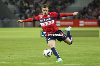 2023-05-20 - Gabriel Gudmundsson of Lille during the French championship Ligue 1 Uber Eats football match between Lille OSC (LOSC) and Olympique de Marseille (OM) on May 20, 2023 at Stade Pierre Mauroy in Villeneuve-d'Ascq near Lille, France - FOOTBALL - FRENCH CHAMP - LILLE V MARSEILLE - FRENCH LIGUE 1 - SOCCER