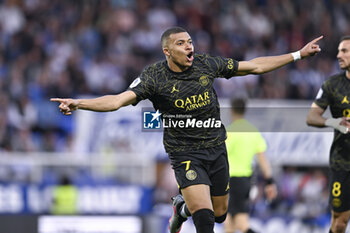 2023-05-21 - Kylian Mbappe celebrates a goal during the French championship Ligue 1 football match between AJ Auxerre and Paris Saint-Germain on May 21, 2023 at Abbé-Deschamps stadium in Auxerre, France - FOOTBALL - FRENCH CHAMP - AUXERRE V PARIS SG - FRENCH LIGUE 1 - SOCCER