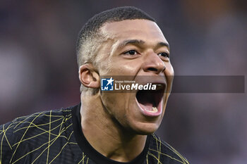 2023-05-21 - Kylian Mbappe celebrates a goal during the French championship Ligue 1 football match between AJ Auxerre and Paris Saint-Germain on May 21, 2023 at Abbé-Deschamps stadium in Auxerre, France - FOOTBALL - FRENCH CHAMP - AUXERRE V PARIS SG - FRENCH LIGUE 1 - SOCCER