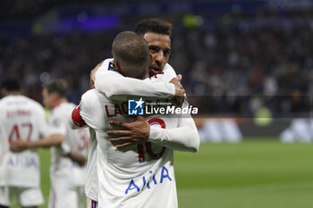 19/05/2023 - Alexandre LACAZETTE of Lyon celebrate the goal and Corentin TOLISSO of Lyon during the French championship Ligue 1 football match between Olympique Lyonnais (Lyon) and AS Monaco on May 19, 2023 at Groupama Stadium in Decines-Charpieu near Lyon, France - FOOTBALL - FRENCH CHAMP - LYON V MONACO - FRENCH LIGUE 1 - CALCIO