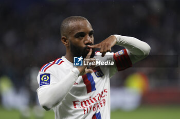 19/05/2023 - Alexandre LACAZETTE of Lyon celebrate the goal during the French championship Ligue 1 football match between Olympique Lyonnais (Lyon) and AS Monaco on May 19, 2023 at Groupama Stadium in Decines-Charpieu near Lyon, France - FOOTBALL - FRENCH CHAMP - LYON V MONACO - FRENCH LIGUE 1 - CALCIO