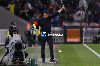 2023-05-19 - Laurent BLANC coach of Lyon during the French championship Ligue 1 football match between Olympique Lyonnais (Lyon) and AS Monaco on May 19, 2023 at Groupama Stadium in Decines-Charpieu near Lyon, France - FOOTBALL - FRENCH CHAMP - LYON V MONACO - FRENCH LIGUE 1 - SOCCER