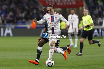 19/05/2023 - Maxence CAQUERET of Lyon and Youssouf FOFANA of Monaco during the French championship Ligue 1 football match between Olympique Lyonnais (Lyon) and AS Monaco on May 19, 2023 at Groupama Stadium in Decines-Charpieu near Lyon, France - FOOTBALL - FRENCH CHAMP - LYON V MONACO - FRENCH LIGUE 1 - CALCIO