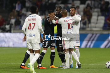 2023-05-19 - Alexandre LACAZETTE of Lyon and Vanderson DE OLIVEIRA CAMPOS of Monaco during the French championship Ligue 1 football match between Olympique Lyonnais (Lyon) and AS Monaco on May 19, 2023 at Groupama Stadium in Decines-Charpieu near Lyon, France - FOOTBALL - FRENCH CHAMP - LYON V MONACO - FRENCH LIGUE 1 - SOCCER