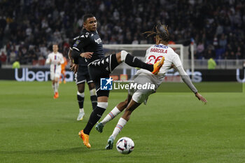 2023-05-19 - Vanderson DE OLIVEIRA CAMPOS of Monaco and Bradley BARCOLA of Lyon during the French championship Ligue 1 football match between Olympique Lyonnais (Lyon) and AS Monaco on May 19, 2023 at Groupama Stadium in Decines-Charpieu near Lyon, France - FOOTBALL - FRENCH CHAMP - LYON V MONACO - FRENCH LIGUE 1 - SOCCER