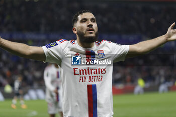 19/05/2023 - Rayan CHERKI of Lyon celebrate score a goal during the French championship Ligue 1 football match between Olympique Lyonnais (Lyon) and AS Monaco on May 19, 2023 at Groupama Stadium in Decines-Charpieu near Lyon, France - FOOTBALL - FRENCH CHAMP - LYON V MONACO - FRENCH LIGUE 1 - CALCIO