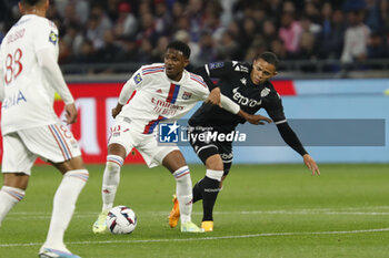 2023-05-19 - JEFFINHO of Lyon and Vanderson DE OLIVEIRA CAMPOS of Monaco during the French championship Ligue 1 football match between Olympique Lyonnais (Lyon) and AS Monaco on May 19, 2023 at Groupama Stadium in Decines-Charpieu near Lyon, France - FOOTBALL - FRENCH CHAMP - LYON V MONACO - FRENCH LIGUE 1 - SOCCER