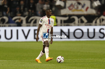 2023-05-19 - Sael KUMBEDI of Lyon during the French championship Ligue 1 football match between Olympique Lyonnais (Lyon) and AS Monaco on May 19, 2023 at Groupama Stadium in Decines-Charpieu near Lyon, France - FOOTBALL - FRENCH CHAMP - LYON V MONACO - FRENCH LIGUE 1 - SOCCER