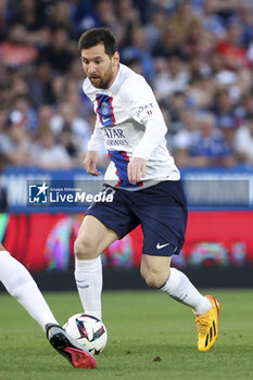 2023-05-27 - Lionel Messi of PSG during the French championship Ligue 1 Uber Eats football match between RC Strasbourg Alsace (RCSA) and Paris Saint-Germain (PSG) on May 27, 2023 at Stade de La Meinau in Strasbourg, France - FOOTBALL - FRENCH CHAMP - STRASBOURG V PARIS SG - FRENCH LIGUE 1 - SOCCER