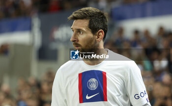 2023-05-27 - Lionel Messi of PSG during the French championship Ligue 1 Uber Eats football match between RC Strasbourg Alsace (RCSA) and Paris Saint-Germain (PSG) on May 27, 2023 at Stade de La Meinau in Strasbourg, France - FOOTBALL - FRENCH CHAMP - STRASBOURG V PARIS SG - FRENCH LIGUE 1 - SOCCER