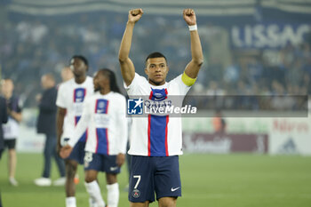 2023-05-27 - Kylian Mbappe of PSG celebrates winning the French Championship 2023 following the French Ligue 1 Uber Eats football match between RC Strasbourg Alsace (RCSA) and Paris Saint-Germain (PSG) on May 27, 2023 at Stade de La Meinau in Strasbourg, France - FOOTBALL - FRENCH CHAMP - STRASBOURG V PARIS SG - FRENCH LIGUE 1 - SOCCER