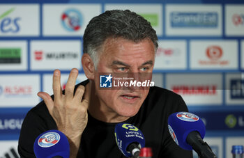 2023-05-27 - Coach of PSG Christophe Galtier during the press conference following the French championship Ligue 1 Uber Eats football match between RC Strasbourg Alsace (RCSA) and Paris Saint-Germain (PSG) on May 27, 2023 at Stade de La Meinau in Strasbourg, France - FOOTBALL - FRENCH CHAMP - STRASBOURG V PARIS SG - FRENCH LIGUE 1 - SOCCER