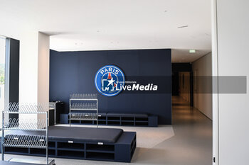 2023-07-05 - General view and illustration of the official PSG logo inside the Campus PSG, the new training center for the Paris Saint-Germain football team on July 5, 2023 in Poissy, France - FOOTBALL - PARIS SG NEW TRAINING CENTER - FRENCH LIGUE 1 - SOCCER