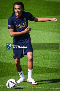 2023-08-11 - Ethan MBAPPE of PSG during the training of the Paris Saint-Germain team on August 11, 2023 at Campus PSG in Poissy, France - FOOTBALL - PARIS SG TRAINING AND PRESS CONFERENCE - FRENCH LIGUE 1 - SOCCER