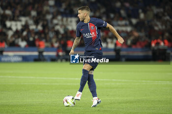 2023-08-13 - Lucas Hernandez of PSG during the French championship Ligue 1 football match between Paris Saint-Germain (PSG) and FC Lorient on August 12, 2023 at Parc des Princes stadium in Paris, France - FOOTBALL - FRENCH CHAMP - PARIS SG V LORIENT - FRENCH LIGUE 1 - SOCCER