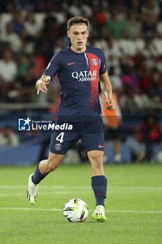 2023-08-13 - Manuel Ugarte of PSG during the French championship Ligue 1 football match between Paris Saint-Germain (PSG) and FC Lorient on August 12, 2023 at Parc des Princes stadium in Paris, France - FOOTBALL - FRENCH CHAMP - PARIS SG V LORIENT - FRENCH LIGUE 1 - SOCCER