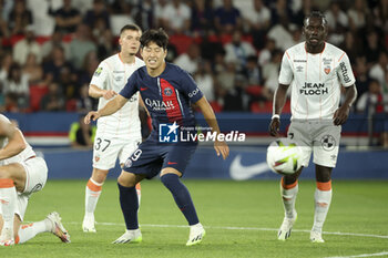 2023-08-13 - Lee Kang-in of PSG during the French championship Ligue 1 football match between Paris Saint-Germain (PSG) and FC Lorient on August 12, 2023 at Parc des Princes stadium in Paris, France - FOOTBALL - FRENCH CHAMP - PARIS SG V LORIENT - FRENCH LIGUE 1 - SOCCER