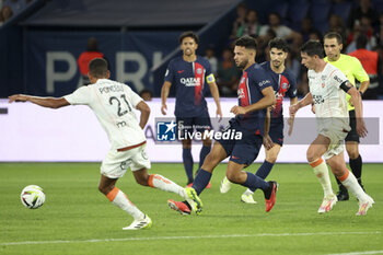 2023-08-13 - Goncalo Ramos of PSG, Laurent Abergel of Lorient during the French championship Ligue 1 football match between Paris Saint-Germain (PSG) and FC Lorient on August 12, 2023 at Parc des Princes stadium in Paris, France - FOOTBALL - FRENCH CHAMP - PARIS SG V LORIENT - FRENCH LIGUE 1 - SOCCER