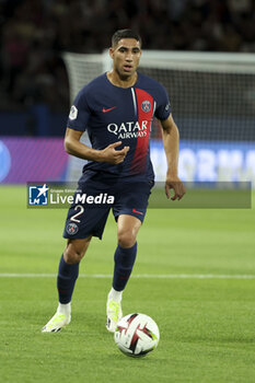 2023-08-13 - Achraf Hakimi of PSG during the French championship Ligue 1 football match between Paris Saint-Germain (PSG) and FC Lorient on August 12, 2023 at Parc des Princes stadium in Paris, France - FOOTBALL - FRENCH CHAMP - PARIS SG V LORIENT - FRENCH LIGUE 1 - SOCCER