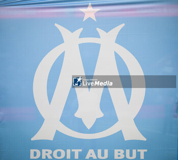 2023-08-18 - Illustration of the official flag of Marseille during the French championship Ligue 1 football match between FC Metz and Olympique de Marseille on August 18, 2023 at Saint-Symphorien stadium in Metz, France - FOOTBALL - FRENCH CHAMP - METZ V MARSEILLE - FRENCH LIGUE 1 - SOCCER