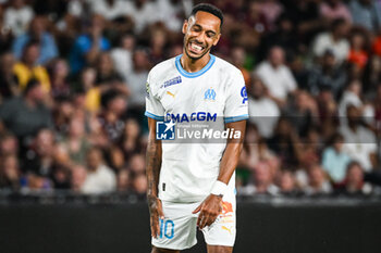 2023-08-18 - Pierre-Emerick AUBAMEYANG of Marseille looks dejected during the French championship Ligue 1 football match between FC Metz and Olympique de Marseille on August 18, 2023 at Saint-Symphorien stadium in Metz, France - FOOTBALL - FRENCH CHAMP - METZ V MARSEILLE - FRENCH LIGUE 1 - SOCCER