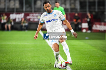 2023-08-18 - Renan LODI of Marseille during the French championship Ligue 1 football match between FC Metz and Olympique de Marseille on August 18, 2023 at Saint-Symphorien stadium in Metz, France - FOOTBALL - FRENCH CHAMP - METZ V MARSEILLE - FRENCH LIGUE 1 - SOCCER